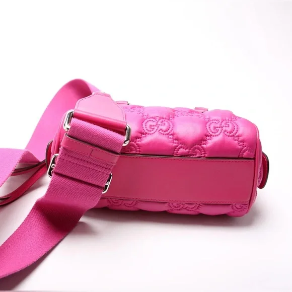 Gucci GG Matelassé Mini Boston 2-way bag in pink nylon and leather - Picture 6 of 16
